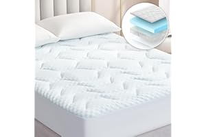 EHEYCIGA Memory Foam Mattress Topper Double Bed, Gel Mattress Pad with Extra Deep Pocket, Breathable Mattress Cover, 135x190x3cm, White