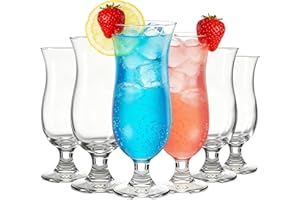 MYKAGS 6 PCS Hurricane Glass Set, 13.8 Ounce Pina Colada Cocktail Glasses, Ideal for Juice Water Tropical Drinks Clear Tulip Drinking Cups