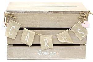 CAROUSEL HOME GIFTS Shabby Chic Wedding Card Post Box | Wooden Wedding Guest Letter Box | Wedding Card Envelope Box