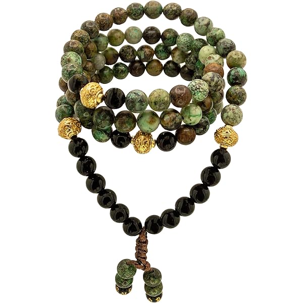 Mala Tibetana Originale 108 Grani - Legno D'Agar E Onice, Artigianale, Con Guru E Nappa - Foto 6