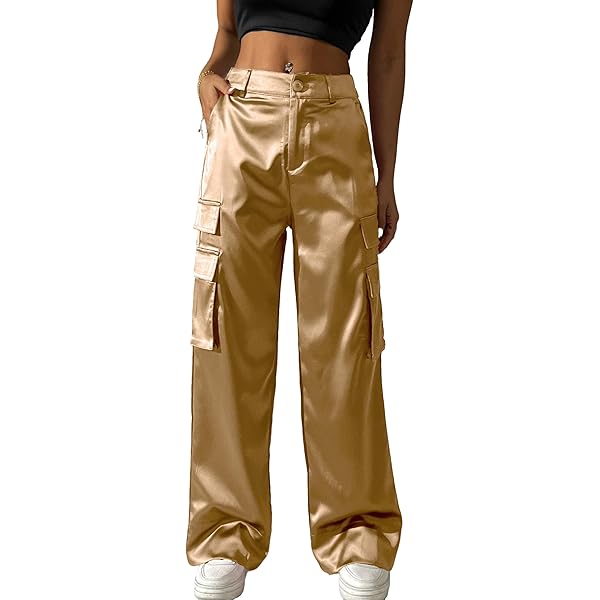 Regular fit satijnen cargo broek - Beige | s.Oliver