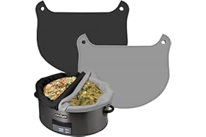 PIPIHOME Silikon Schongarer Slow Cooker Liner wiederverwendbarer Slow Cooker Kochbeutel Liner passen 3-8,5 Liter für ovale oder runde Topf Schongarer (Schwarz+Grau)