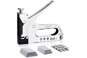 KPUY Upholstery Staple Gun Heavy Duty, 3 in 1 Stapler Gun with 600 Staples, Manual Brad Nailer Power Adjustment Stapler Gun for Wood, Upholstery, Carpentry, Decoration DIY Staple Gun
