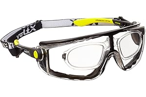 voltX 'QUAD' 4 in 1 - Occhiali di sicurezza da lettura con ingrandimento e lenti intere (+3,0 Diottrie, TRASPARENTI) - con inserto in gommapiuma e fascia rimovibile - certificazione CE EN166F