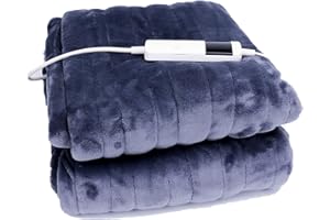 PENGZHU TECHNOLOGY Couverture chauffante électrique mode 10 vitesses, couverture chauffante temporisée, chauffage rapide, protection contre la surchauffe lavable en machine (135cm*200cm, Bleu)