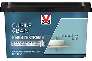 V33 Peinture multi-supports monocouche Cuisine & Bain Resist'Extrême® Satin, Bleu scandinave, 2L