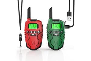 Inspireyes Walkie Talkie Niños Recargable, 48 Horas de Tiempo de Trabajo, 3 kilómetros de Largo Alcance, Regalos de Cumpleaños, Juguetes al Aire Libre para niños de 3 a 12 años, Paquete de 2