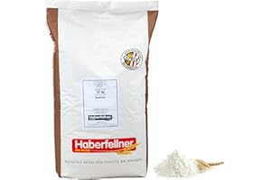 Weizenmehl 25kg Typ 405 (DE) 480 (AT) universal | Haberfellner Mehl zum Backen und Kochen - ohne Gentechnik und pestizid-kontrolliert | Geeignet als Brotmehl, Nudelmehl, Pizzamehl