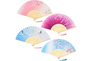 KEYIDO 4 szt. wachlarze ręczne składane wachlarze ręczne dla kobiet chińskie wachlarze ręczne damskie wachlarze japońskie ręczne wachlarze dla kobiet damskie dekoracje ścienne taniec weselny cosplay