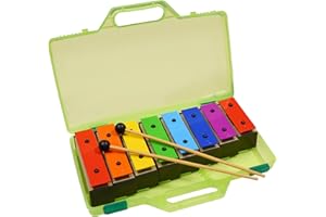 A-Star Colourful Chime Bar Set of 8 Soprano Rainbow Diatonic Glockenspiel Ksylofon w zielonym twardym etui z dwoma pałkarzami - od C6 do C7