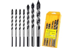 HPMAISON Lot de 7 Forets à Pointe en Carbure de Tungstène pour Carrelage en Porcelaine, Brique, Plastique, Ciment, Bois, Verre, Miroirs, Résistance Industrielle Ø 6/6/6/6/8/10/12 mm