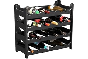 ARTECSIS Casier à Bouteilles pour 24 Bouteilles, Étagère à Vin, Range Bouteille en Plastique Noir