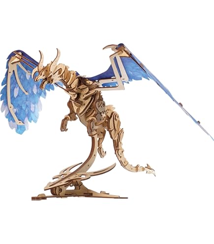 Puzzled 3D Puzzle Colorful Velociraptor Dinosaur Wood Craft Construction Kit Fun Educational Diy Wooden Dino Toy Assemble Model Pre Colored Crafting - View #7