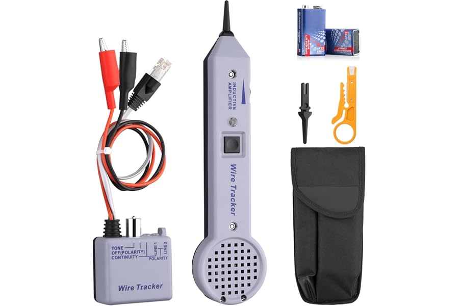 Proster Tone Generator Kit 200EP High Accuracy Wire Tracer Circuit Tester with Storage Bag Cable Toner Inductive Amplifier Cable Tester Kit with Adjustable Volume for Network Cable Collation