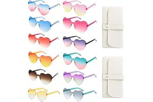 Veiteibe 12PCS de Lunettes de Soleil en Forme de Cœur,Lunettes de Fête Transparentes en Forme de Cœur,Lunettes en Forme de Cœur Sans Monture avec 2 Sacs,pour Mariage,Fête à la Plage,Accessoires Photo…