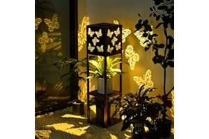 GCMacau Grandes Lámparas Jardín Mariposa Para Exteriores, Gran jardín Luz solar prueba Agua con 2 Niveles Enrejado LED Aire Libre Solar Camino Luces, Metal Libre Porche Patio Balcón Decoración