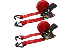 OWSYTOOL Ratchet Straps 2Pack, 800KG Tie Down Straps, 6M x 25mm Ratchet Straps with Hook Cargo straps for Motorcycles, Car, Trailer, Household