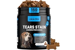 OKKÖBI Tear Stain Chews and Eye Vitamins for Dogs - 150 Vision Soft Bites - Eye Supplements for Dogs with Lutein, Eyebright, Cranberry & Vitamin C - Chicken Flavor