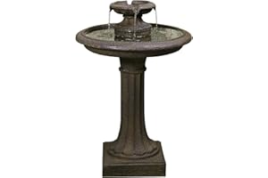 Primrose 71cm Antique Effect Round 2 Tiered Birdbath Garden Water Feature