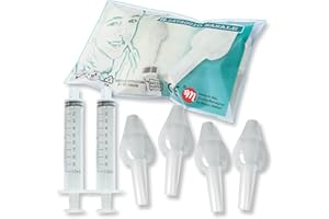 M BY MARCO MALTONI Set irrigatore nasale per LAVAGGIO NASALE IGIENIZZABILE BY MARCO MALTONI, MADE IN EMILIA-ROMAGNA, 4 OLIVE NASALI SMALL e 2 SIRINGHE da 10 ml