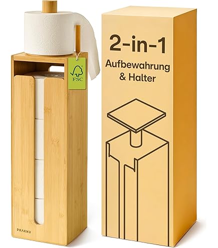 Relaxdays Bathroom Set Toilet Butler Made Of Bamboo And Stainless Steel Toilet Roll Holder And - View #4