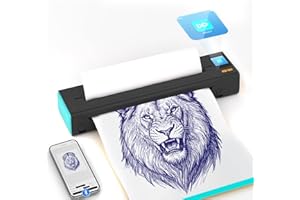 INKCHUM Neu Tattoo Drucker Bluetooth Stencil Drucker Mit LED-Anzeige, Mini Tattoo Stencil, Tattoo Printer Transfer Maschine Kompatibel Mit Android IOS, Kabelloser Thermodrucker Mit 10pcs Transferpapier (Blau)