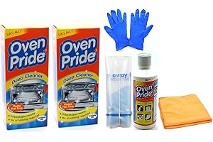 TOPEST 2 Packs of Oven Pride Oven Cleaner- 2X 500 ML Bottle - Bags for Cleaning Oven Racks, Gloves and Instructions Included - Complete Oven Cleaning Kit with Ultra Absorbent Microfibre Cleaning Cloth