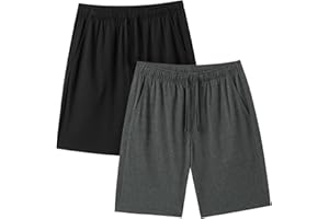 LAPASA Pantalon Pijama Corto Hombre (Pack de 2) Pantalones Short con Bolsillo Casual para Casa Algodon Cintura con Cordon Elastico Suave Comodo Transpirable Verano M93