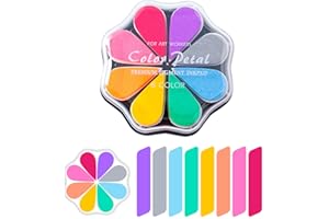 HAINUE Stempelkissen Set Blütenblätter Ink Pad Fingerabdrücke Set 8 Farbe, Fingerstempelfarbe Bunt Abwaschbar Stamp Pad für Papier Handwerk,Stoff Malerei,Scrapbook,Fingerabdruck Leinwand,Kinder Geburtstags