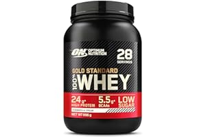 Optimum Nutrition Gold Standard 100% Whey, Proteína en Polvo para Recuperacíon y Desarrollo Muscular con Glutamina Natural y Aminoácidos BCAA, Sabor Cookies & Cream, 28 Dosis, 896 g