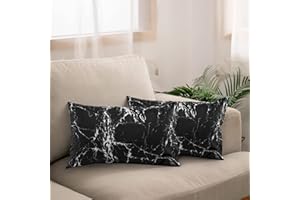 TOCOMOA 2-częściowa poszewka na poduszkę 40 x 80 cm, z mikrofibry, o wyglądzie marmuru, czarno-biała, z zamkiem błyskawicznym, super miękka, premium i hipoalergiczna