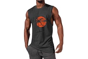 EDITCOZY Mens Beach Printing Vest Tshirt Casual Sleeveless Summer Sports Tank Tops