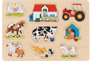 GOKI Steckpuzzle Bauernhof I: 30 x 21 x 2,4 cm, Holz, 9 Teile, per Stück