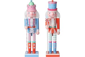 Auluda Nussknacker-Figuren, Weihnachtsdekoration, Figurensammlung, Ferienhaus, Holz, Anlass, Ornament, dekoratives Geschenk-Set (Macaron, 2 Stück)