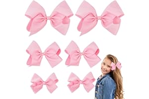 Bekecidi 6 Stück Schleifen-Haarspangen Haarschleifen aus Ripsband Bogen-Haarspangen Haarschleifen für Mädchen und Frauen, 3 Größen(Rosa)