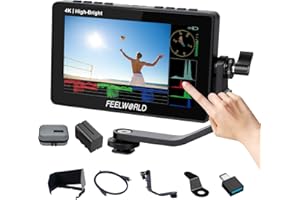 FEELWORLD F5PROX Kamera Field Monitor Touchscreen 1600Nit 5.5 Zoll 4K HDMI DSLR Video Externer Monitor mit F750 Akku Kameratasche Typ-C 3DLUT