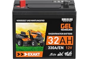 ‎EXAKT EXAKT Rasentraktor Batterie 12V 32Ah GEL Batterie Plus Pol Links Aufsitzmäher Rasenmäher Starterbatterie ersetzt AGM 24Ah 26Ah 28Ah 30Ah