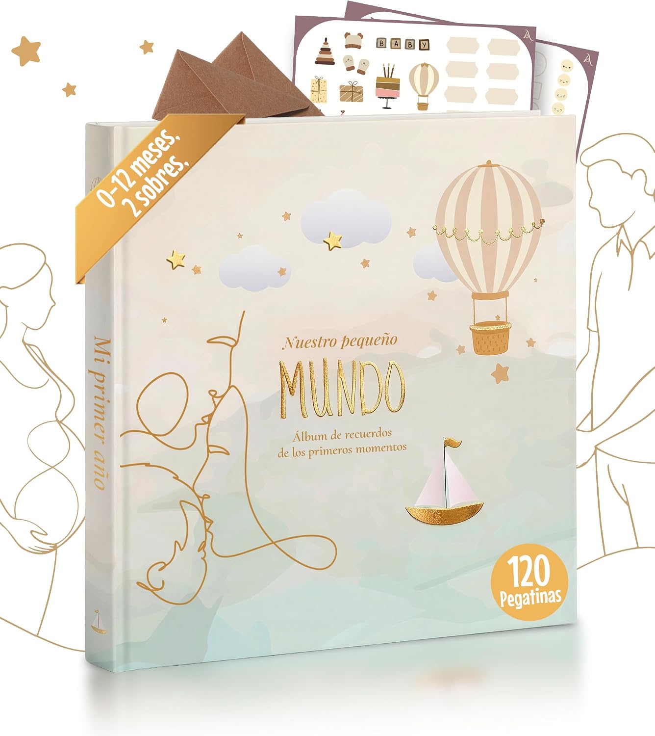 Album Bebe Mi Primer Año Niño o Niña Con Pegatinas Espacio Para Ecografia Libro De Recuerdos y Fotos Regalo Recien Nacido 0–12 Meses Con Sobres 82 Paginas Baby Shower Padres Primerizos Primeras Veces