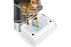 Bartuke Elevated Plastic Cat Step Stairs, Cat Litter Box Ramp, Filter Pedal for Kitten & Old Cats Automatic Self-cleaning Robot Litter Box Tray (White)
