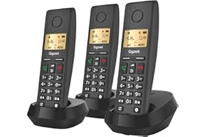 Gigaset Pure 220 Trio - 3 Schnurlose DECT-Telefone - mit Call-Block-Taste und Freisprechfunktion - Hörgerätekompatibel - Adressbuch, anthrazit schwarz [Kompatibel in DE, IT, FR, NL, BE, Che, AUT]