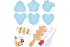 GCRQ Onigiri Mold, 9 Pcs Triangle Rice Ball Mold Sushi Maker Kit Musubi Press with Rice Paddle and Brush for Lunch Bento and Beginners(Blue)