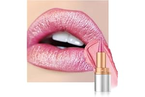 LESTPOLA Crayon a Levre Pailleté, Rouge Rose Nourishing Rouge à Lèvres Longue Tenue, Effet Paillettes Métalliques, Waterproof Lip Liner & Lipstick 2-in-1, Crayon Levre Sans Transfert Très Pigmenté for Women-06