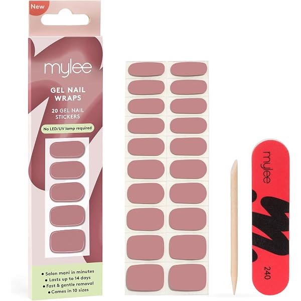 Mylee Gel-Nagelfolien Nature Time – 10 Stück, Vorgehärtet, Kein UV-Lampen Nötig, Hält Bis 14 Tage