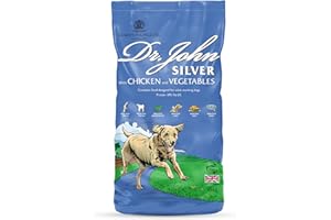 Dr John Silver Dry Dog Food 15kg - Chicken with Vegetables - Complete Dog Biscuits 15kg - Senior and Adult Dog Food for Light Activity, Maintenance and Resting Dogs