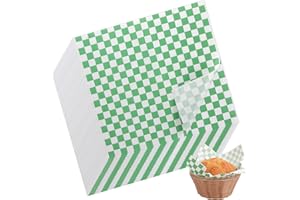 APACALI 300PCS Greaseproof Paper Sheets, 28 x 26cm Burger Paper Sheets, Checkered Basket Liners for Sandwich, Hamburgers, Fries, Cake, Green