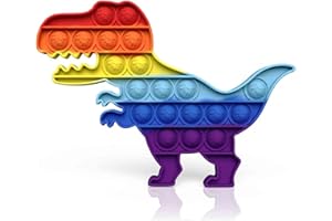 SAFEHAVEN Safe Haven Dinosaur Fidget Popper Toy - Sensory Poppet Age 3+ for Toddlers & Kids | Rainbow Push Pop Fidget | Autism Calming Toy | Fun & Safe Dinosaur Pop It.