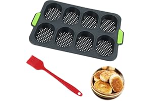 Powmag Mini Plateau de Cuisson, Plateau de Croustillant de Pain, Cuisson Mouleà Pain Français, Moule à Pain Four pour Pain, Hamburger, Muffin, Cuisine (1 lot - noir)