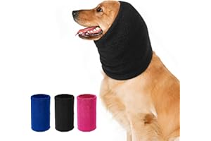 SLSON Bandeau Chien Oreille,Cache-Oreilles pour Chien,Soulager l'anxiété des Animaux,Anti Bruit,Apaiser Les Oreillettes pour Le Tonnerre,Foudre,Feux d'artifice,Bain (Noir, L)