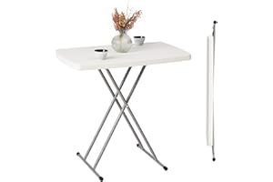 NOVECRAFTO Small Folding Table – Height Adjustable, Lightweight & Foldable (30.1" L x 19.5" W (76.5 x 49.5 cm) – Portable Table for Home, Office & Outdoor Use – Perfect for Camping, Garden, BBQ, and Kitchen