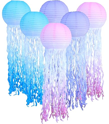 Lanternes Méduses Décoratives 4 Pièces - Décoration Fête, Baby Shower, Mariage, éclairage LED Inclus - 8